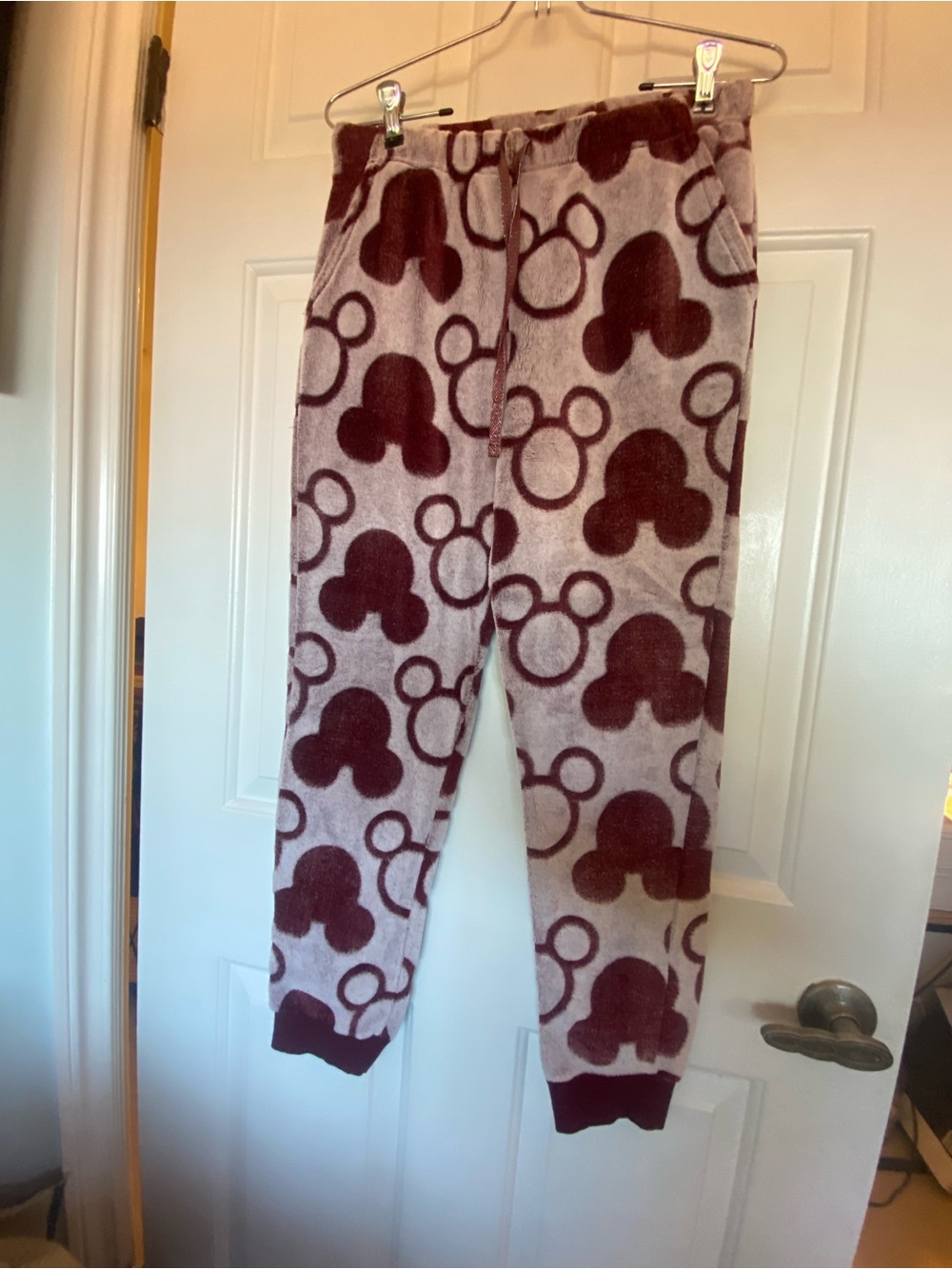 Disney Plush Lounge Top and Pants in Maroon and Light Gray